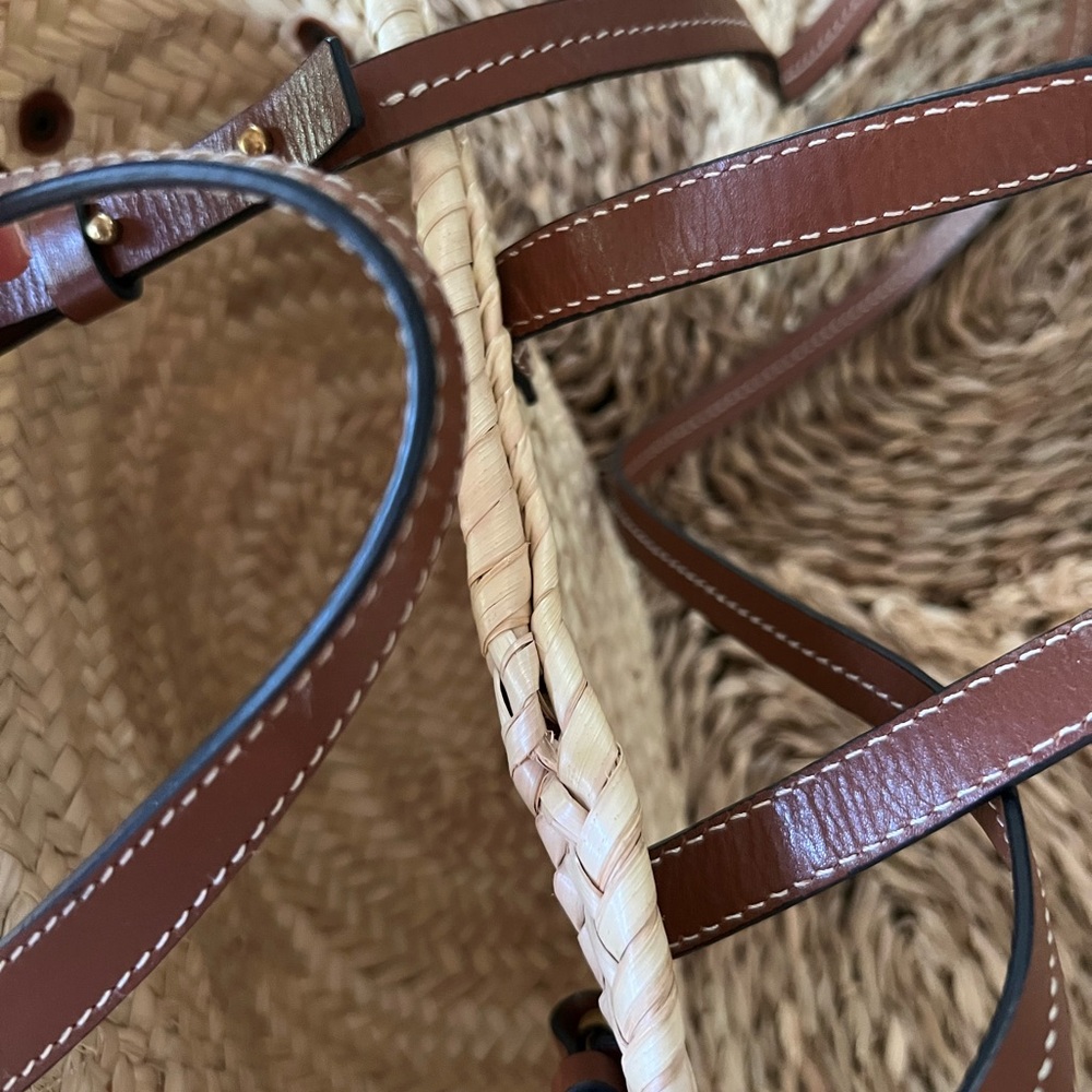 Isabel Marant Beige Straw Tote with Brown Leather Trim - Picture 2 of 4
